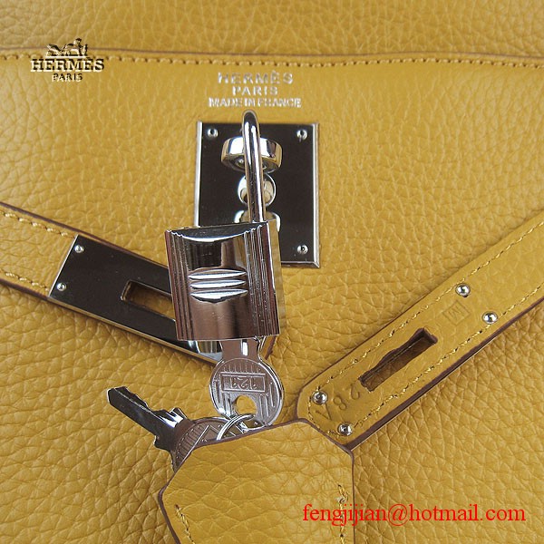 Hermes Kelly 32cm Togo Leather Bag Yellow 6108 Silver Hardware